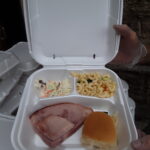 brad's place meal - pasta, ham sandwich, coleslaw